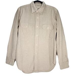 Buck Mason 2 Pocket Brushed Flannel Shirt Medium Oatmeal Heather 100% Cotton EUC